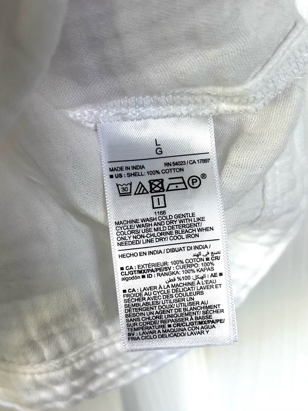 Old Navy White Gauze Cotton Button Front Shirt Women’s Large - Picture 6 of 6